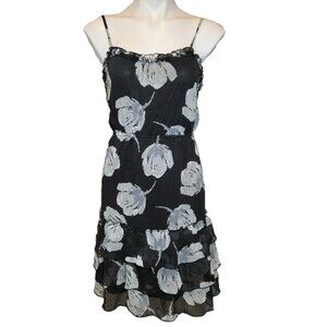 ❤️ 4/$20 Old Navy dress Women's XS Black gray flower Adjustable spaghetti straps